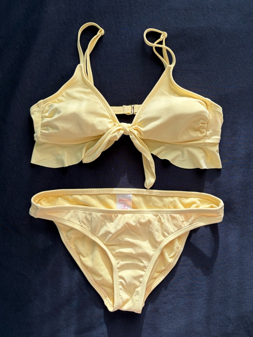 Xhilaration Yellow Ribbed Tie-Front Bikini